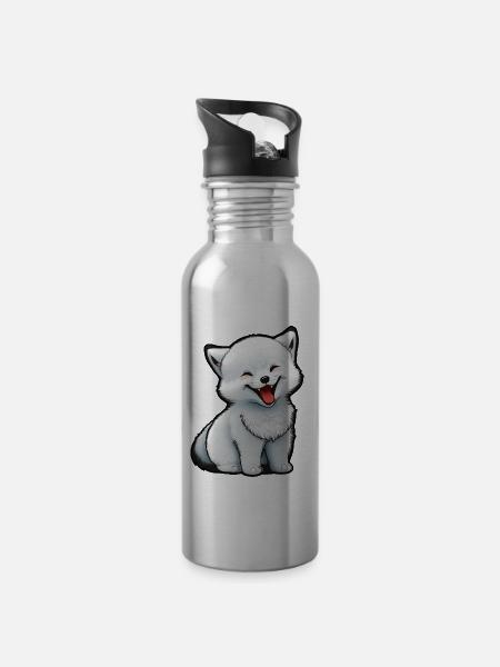 Baby Polarfuchs - Trinkflasche mit integriertem Trinkhalm -