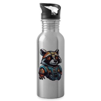 Robot Animal / AI / Mechanized Animals / Comic - Water bottle with straw - silver - Right