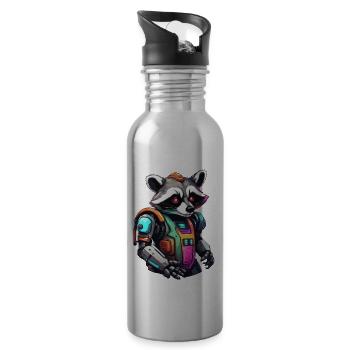 Robot Animal / AI / Mechanized Animals / Comic - Water bottle with straw - silver - Right