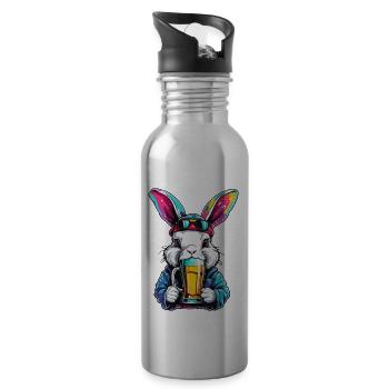 Easter Bunny / Easter / Eggs / Holidays / Easter - Water bottle with straw - silver - Right