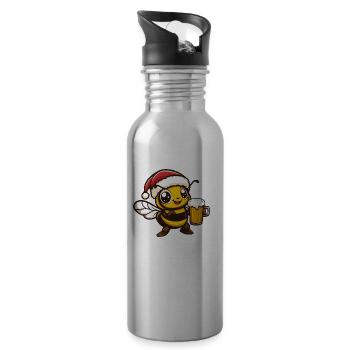 Biene Weihnachten Bier Lustig - Trinkflasche mit integriertem Trinkhalm - Lightsilver - Rechts