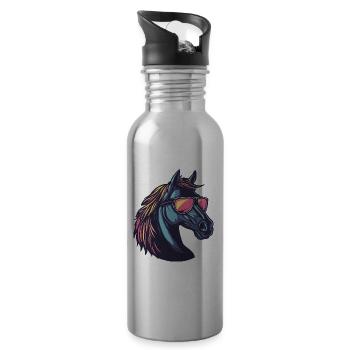 Pferd Sonnenbrille - Trinkflasche mit integriertem Trinkhalm - Lightsilver - Rechts