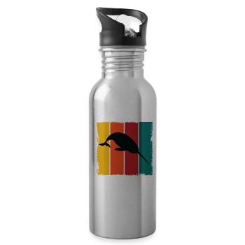 Retro Narwal Shirt - Trinkflasche mit integriertem Trinkhalm - Lightsilver - Rechts