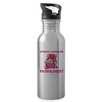 Niedlicher Sprachpathologe Gnom - Trinkflasche mit integriertem Trinkhalm - Lightsilver - Rechts