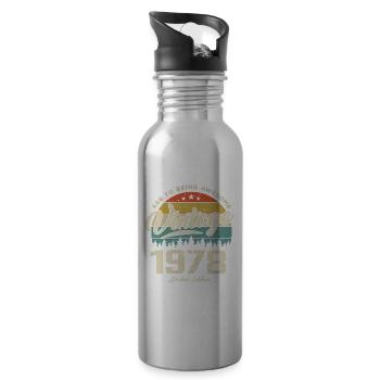 Jahrgang 1978 Retro-Stil Jubiläumsgeschenk 1978 - Trinkflasche mit integriertem Trinkhalm - Lightsilver - Rechts