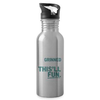 Als Gott mich gemacht hat, hat er gegrinst! - Trinkflasche mit integriertem Trinkhalm - Lightsilver - Rechts