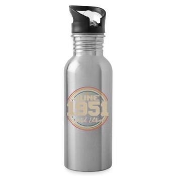 Born in June 1951 Birthday 11951 June 1951 June - Water bottle with straw - silver - Right