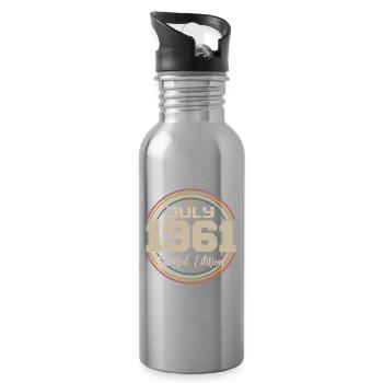 1961 Birthday July 1961 Gift July 1961 - Water bottle with straw - silver - Right