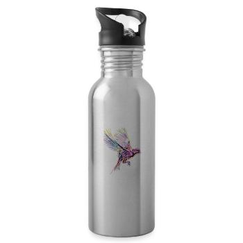 oiseau - Gourde avec paille intégrée - argent clair - Droite