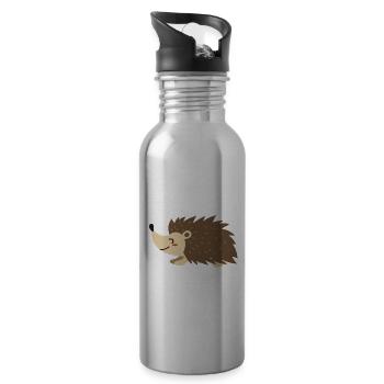 Igel Hedgehog Stacheltier Herbst Geschenk - Trinkflasche mit integriertem Trinkhalm - Lightsilver - Rechts