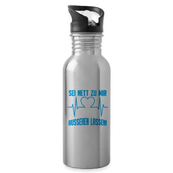 Altenpflegerin Sei nett zu mir Unfall aussehen - Trinkflasche mit integriertem Trinkhalm - Lightsilver - Rechts