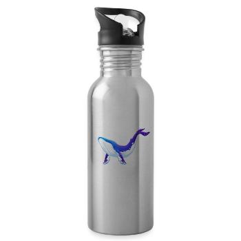 Blauwal und Taucher Design - Trinkflasche mit integriertem Trinkhalm - Lightsilver - Rechts
