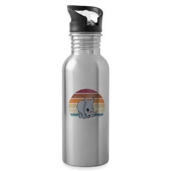 Sweet rhinoceros baby - Water bottle with straw - silver - Right