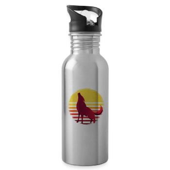 Wolf wolves howl - Water bottle with straw - silver - Right