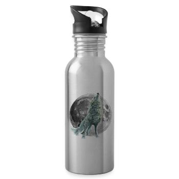 Wolf - Trinkflasche mit integriertem Trinkhalm - Lightsilver - Rechts