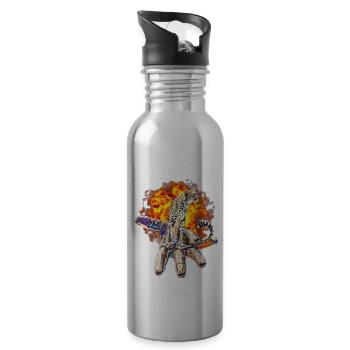 guépard - Gourde avec paille intégrée - argent clair - Droite