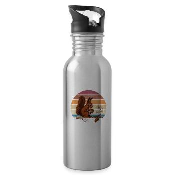 Eichhörnchen Design - Trinkflasche mit integriertem Trinkhalm - Lightsilver - Rechts