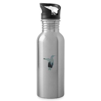 Pingouin pingouins pôle sud - Gourde avec paille intégrée - argent clair - Droite