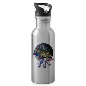 Stegosaurus - Trinkflasche mit integriertem Trinkhalm - Lightsilver - Rechts