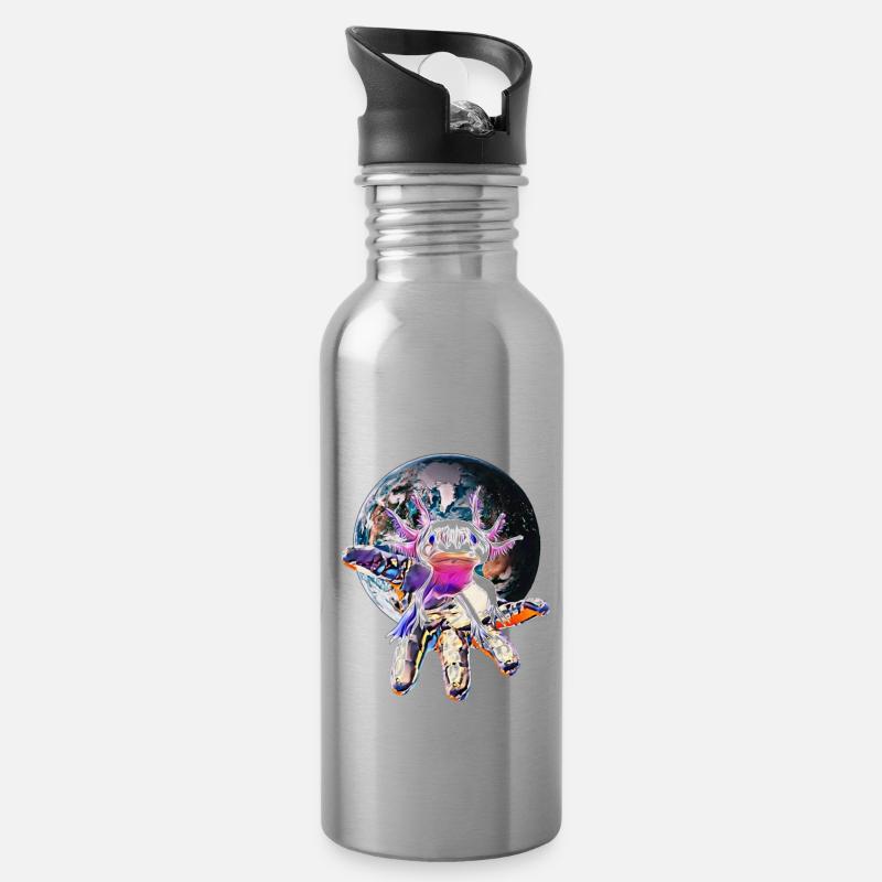 Axolotl - Trinkflasche mit integriertem Trinkhalm - Lightsilver