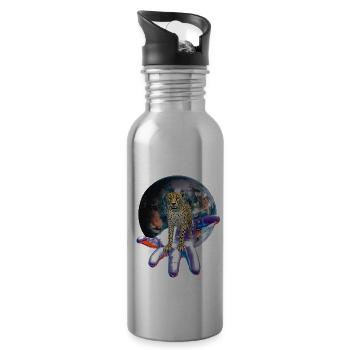 Cheetah - Water bottle with straw - silver - Right