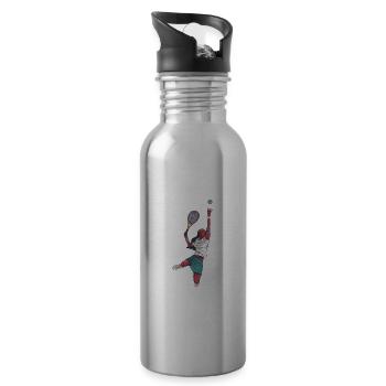 Tennnis Funny tennis saying - Water bottle with straw - silver - Right