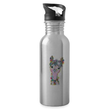 Lama - Water bottle with straw - silver - Right