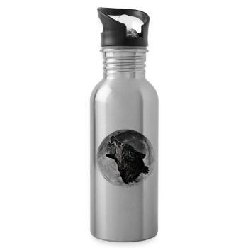 Wolf - Trinkflasche mit integriertem Trinkhalm - Lightsilver - Rechts