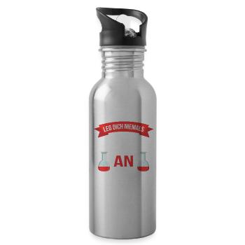 Chemielaborant Chemie Labor lustiger Spruch - Trinkflasche mit integriertem Trinkhalm - Lightsilver - Rechts