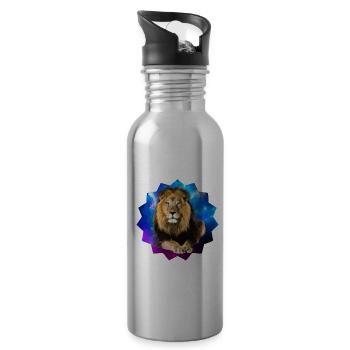 Löwe - Trinkflasche mit integriertem Trinkhalm - Lightsilver - Rechts