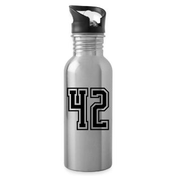 42 Zahl nummer - Trinkflasche mit integriertem Trinkhalm - Lightsilver - Rechts