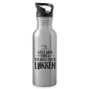 Lasst mich durch nach Løkken Loekken Möwe - Trinkflasche mit integriertem Trinkhalm - Lightsilver - Rechts