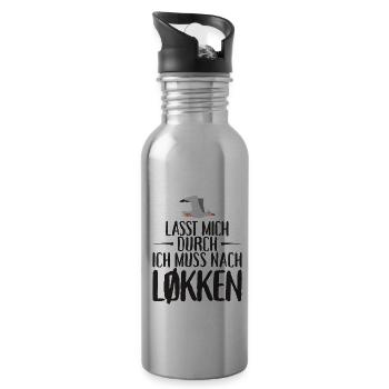 Lasst mich durch nach Løkken Loekken Möwe - Trinkflasche mit integriertem Trinkhalm - Lightsilver - Rechts