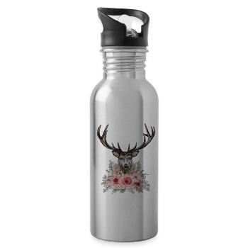 Dirndl Remplacement Cerfs et Roses - Gourde avec paille intégrée - argent clair - Droite