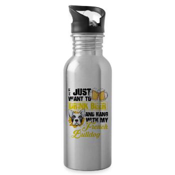 Drinking beer - Water bottle with straw - silver - Right