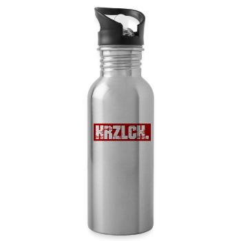 Gute Laune Und Herzlichkeit - Trinkflasche mit integriertem Trinkhalm - Lightsilver - Rechts
