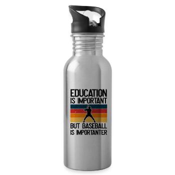 Bildung Ist Wichtig, Aber Baseball Ist wichtiger - Trinkflasche mit integriertem Trinkhalm - Lightsilver - Rechts