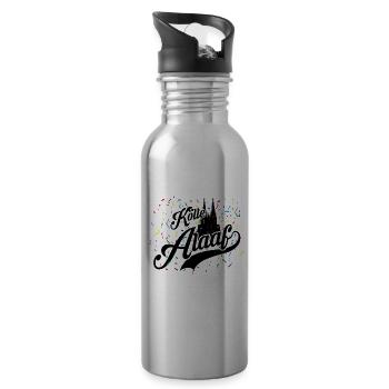Fröhlicher Jeck an Karneval, Kölle Alaaf - Trinkflasche mit integriertem Trinkhalm - Lightsilver - Rechts