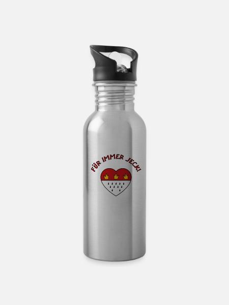 Karneval Kostüm Kölle Alaaf Wappen Dom Köln - Trinkflasche mit integriertem Trinkhalm - Lightsilver