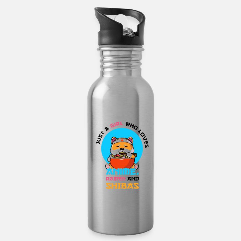 Nur ein Mädchen, das Anime, Ramen und Shibas liebt - Trinkflasche mit integriertem Trinkhalm - Lightsilver