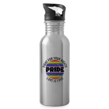 Pride LGBT love wins, we are queer and proud - Water bottle with straw - silver - Right