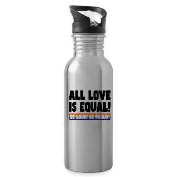 Pride LGBT Love Wins, We're Queer and Proud - Water bottle with straw - silver - Right