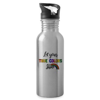 Pride LGBT love wins, we are queer and proud - Water bottle with straw - silver - Right