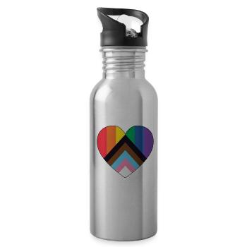Pride LGBT love wins, we are queer and proud - Water bottle with straw - silver - Right