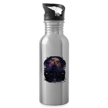 Gruselige Stimmung von Halloween - Trinkflasche mit integriertem Trinkhalm - Lightsilver - Rechts