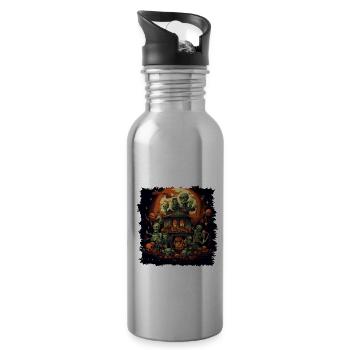 Gruselige Stimmung von Halloween - Trinkflasche mit integriertem Trinkhalm - Lightsilver - Rechts