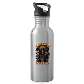 Gruselige Stimmung von Halloween - Trinkflasche mit integriertem Trinkhalm - Lightsilver - Rechts