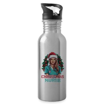 Frohe Weihnachten Krankenschwester - Trinkflasche mit integriertem Trinkhalm - Lightsilver - Rechts