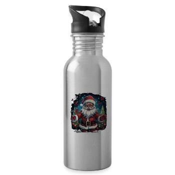 Funny Santa Claus for Christmas - Water bottle with straw - silver - Right