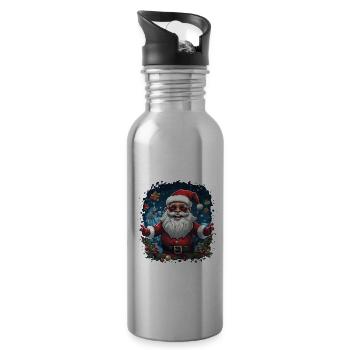 Funny Santa Claus for Christmas - Water bottle with straw - silver - Right
